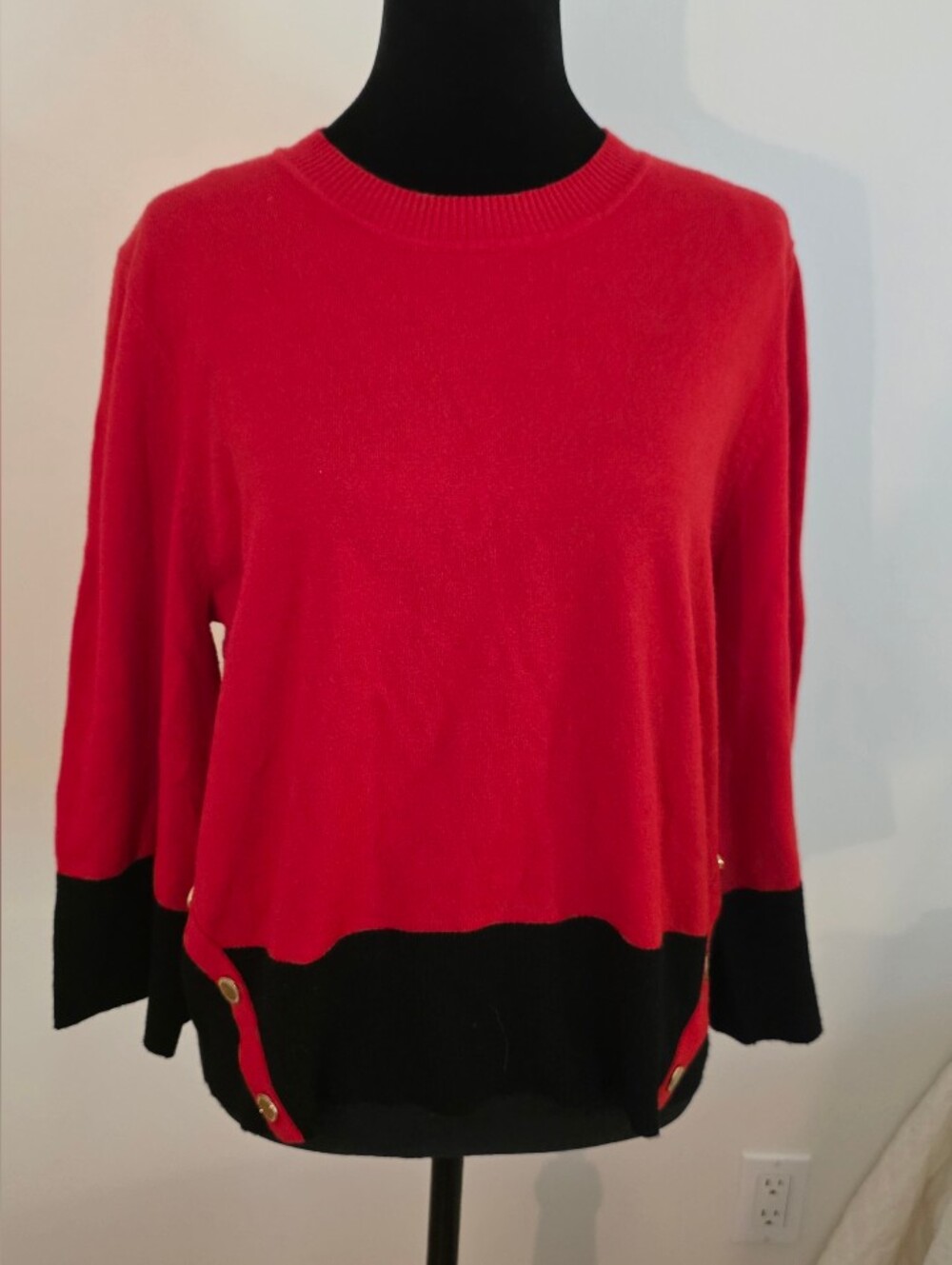 Marc New York Red Sweater/ Black Trim/ Gold Accents by Andrew Marc Sz M